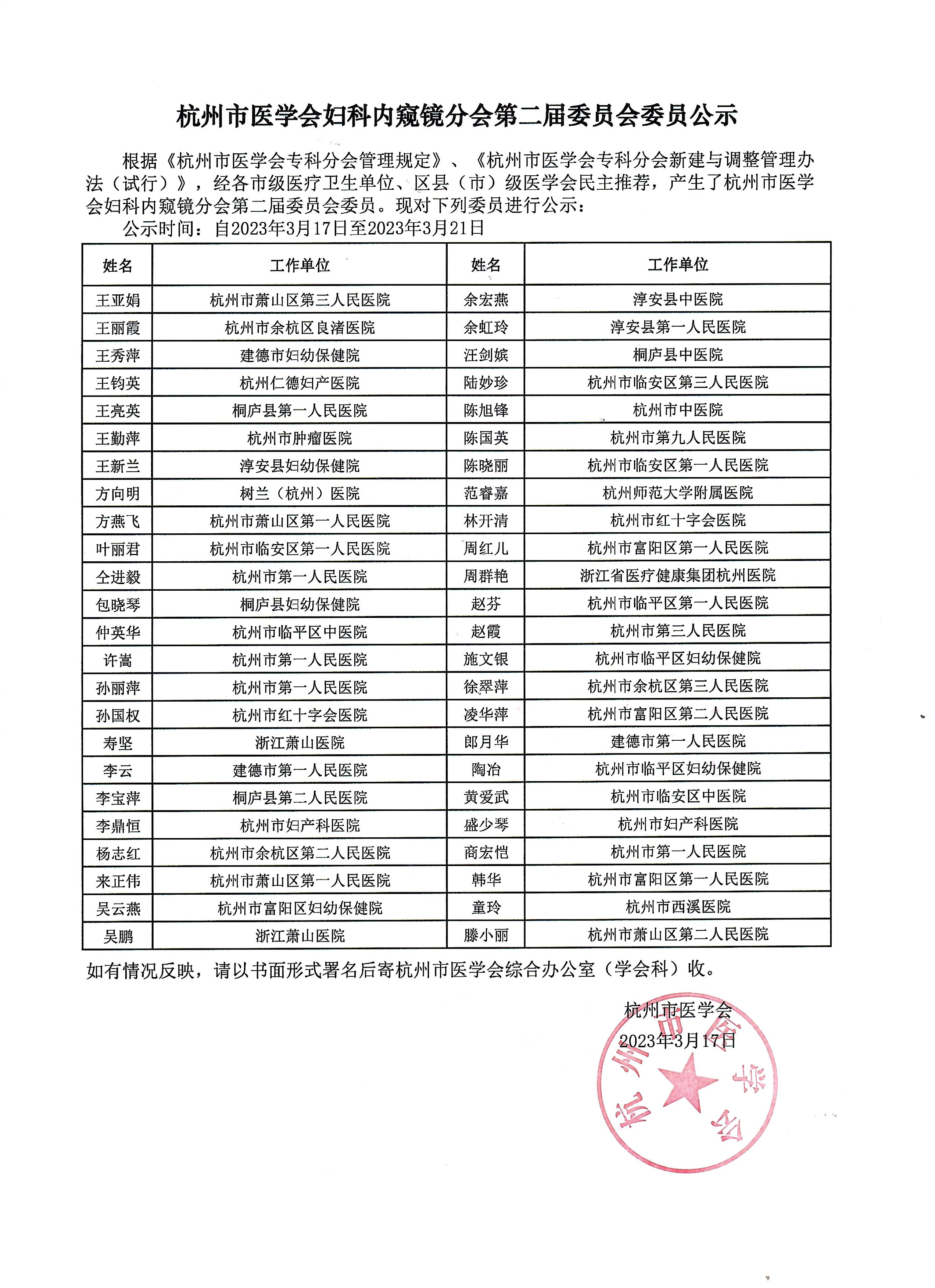 杭州市医学会妇科内窥镜分会第二届委员会委员公示.jpg