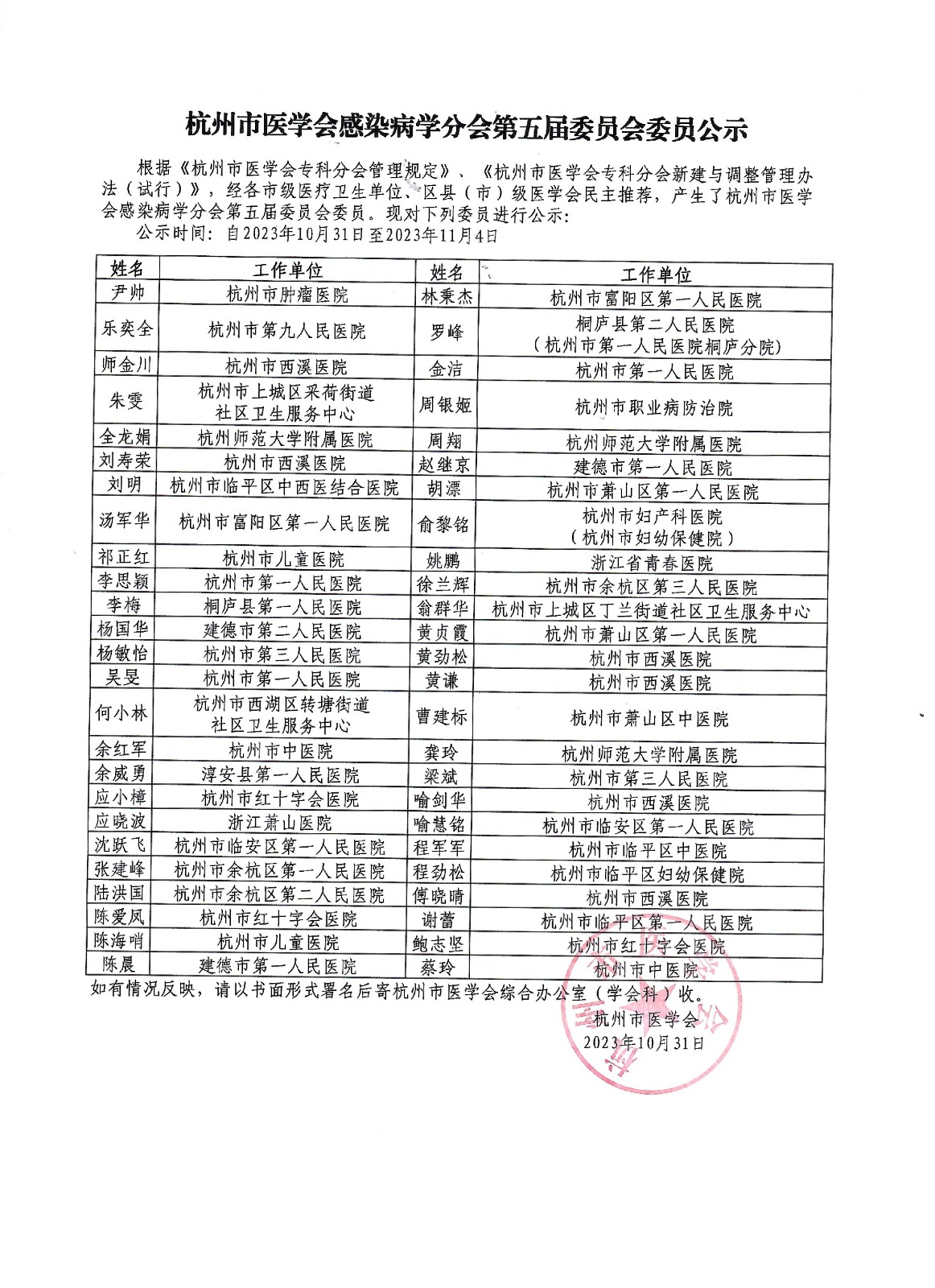 杭州市医学会感染病学分会第五届委员会委员公示.jpg